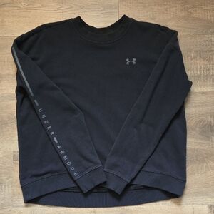 Womens Under Armour Loose Cropped Crew Neck Sweatshirt Black Medium